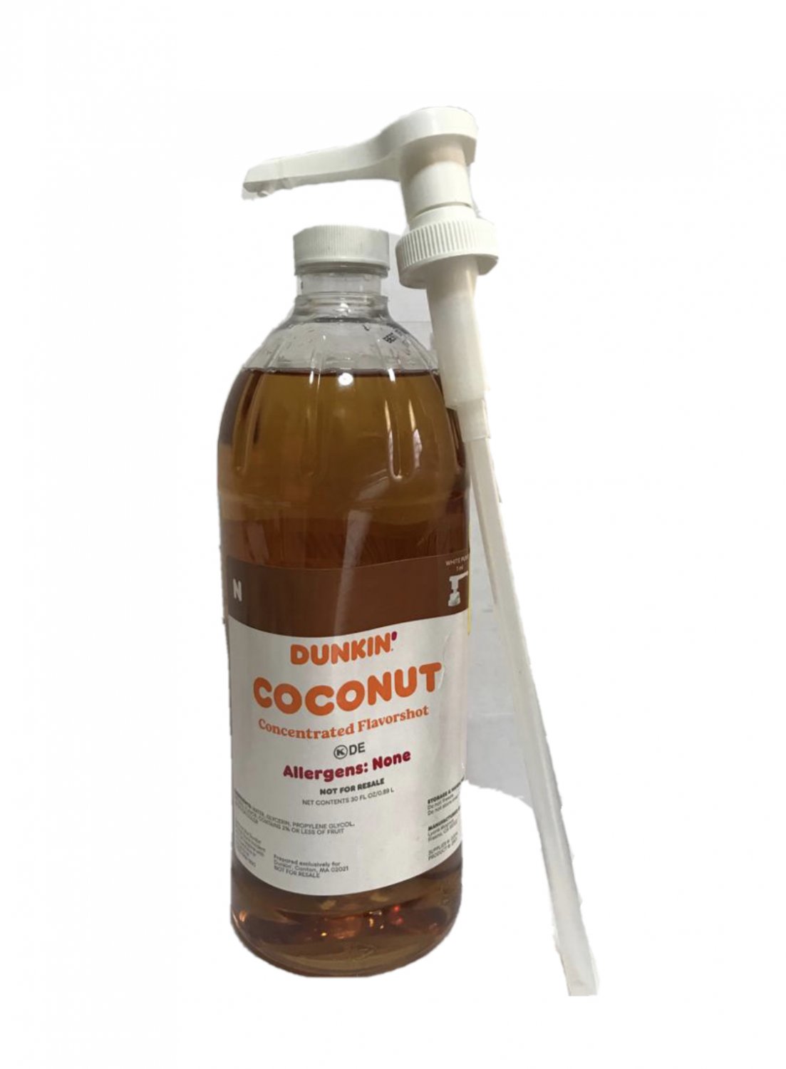 Dunkin Donuts Unsweetened Coconut Flavor Shot 30oz Bottle with Pump