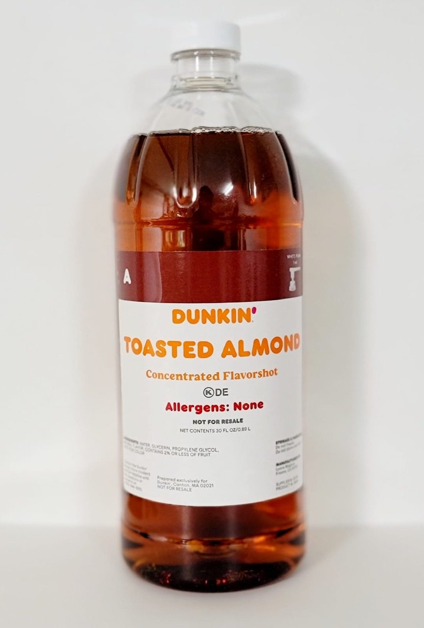 Dunkin Donuts Unsweetened Toasted Almond Flavor Shot 30oz Bottle No Pump