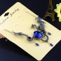 Vintage Punk Necklace Antique Dragon Pendants Heart Shape Saphir