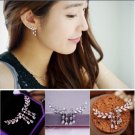1x Pair Ladies Earrings dangle Crystal Jewelry Studs Leaf - 2 colors