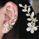 1 PC Flower Shape Rhinestone Crystal Left Ear Cuff Stud Wrap Clip Earring
