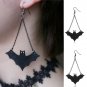 Retro Fashion Halloween Black Leather Bat Hook Earring