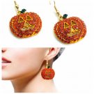Pumpkin Ear Stud Earrings Halloween Jewelry Crystal Rhinestone