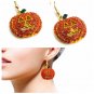 Pumpkin Ear Stud Earrings Halloween Jewelry Crystal Rhinestone