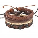 Bracelet Beads Charm Wrap Braided Leather Cuff Bangle Adjustable
