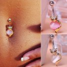 No dropping cute Fox Opal shape navel belly button ring piercing - 3 colors