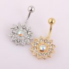 Surgical Stainless Steel New Belly Bars Navel Rings Flower Piercing - 2 colors