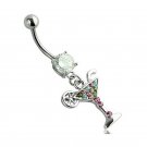 Martini Glass Dangle Navel Belly Button Rings Rhinestone Body Piercing