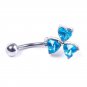 Blue Flower Style Navel Belly Button Barbell Ring Body Piercing