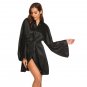 Soft solid flare sleeve stain silk nightwear robe - 2 colors
