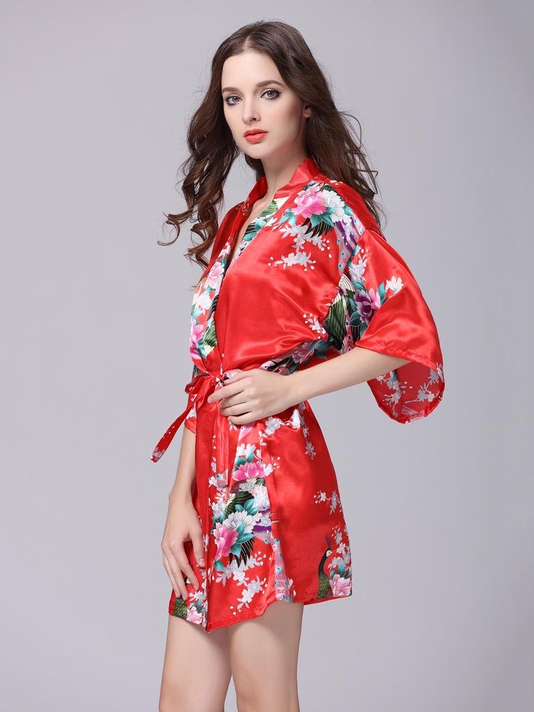 Dressing gown Shein satin kimono sleeve belt