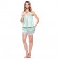 Cami top women spaghetti strap lace patchwork satin short set - 4 Colors
