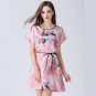 Strip tunic short sleeves casual round collar neck sleepwear - 4 Colors