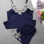 Silk satin v-neck sleeveless elegant lace nightwear women set - 5 Colors