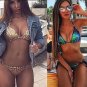 Women bandage halter sequins shiny mid waist Bikinis set - 3 colors