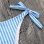 One shoulder split casual two piece beach blue striped spring swimwear