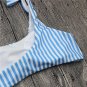 One shoulder split casual two piece beach blue striped spring swimwear