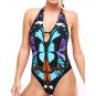 Women halter backless butterfly bathing natural waist padded swimwear