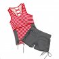 Women sports bathing two piece short spring striped swimwear