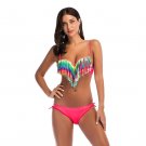 Bikini set fringe halter top low rise bathing suits