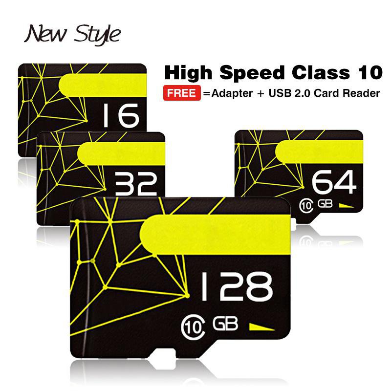 Micro SD Flash Card + Free Adapter + USB 2.0 Card reader - 128 GB