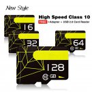 Micro SD Flash Card + Free Adapter + USB 2.0 Card reader - 128 GB