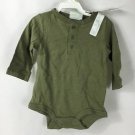 First Impressions Baby Boys Long Sleeve Green Henley Bodysuit NWT 3-6 month