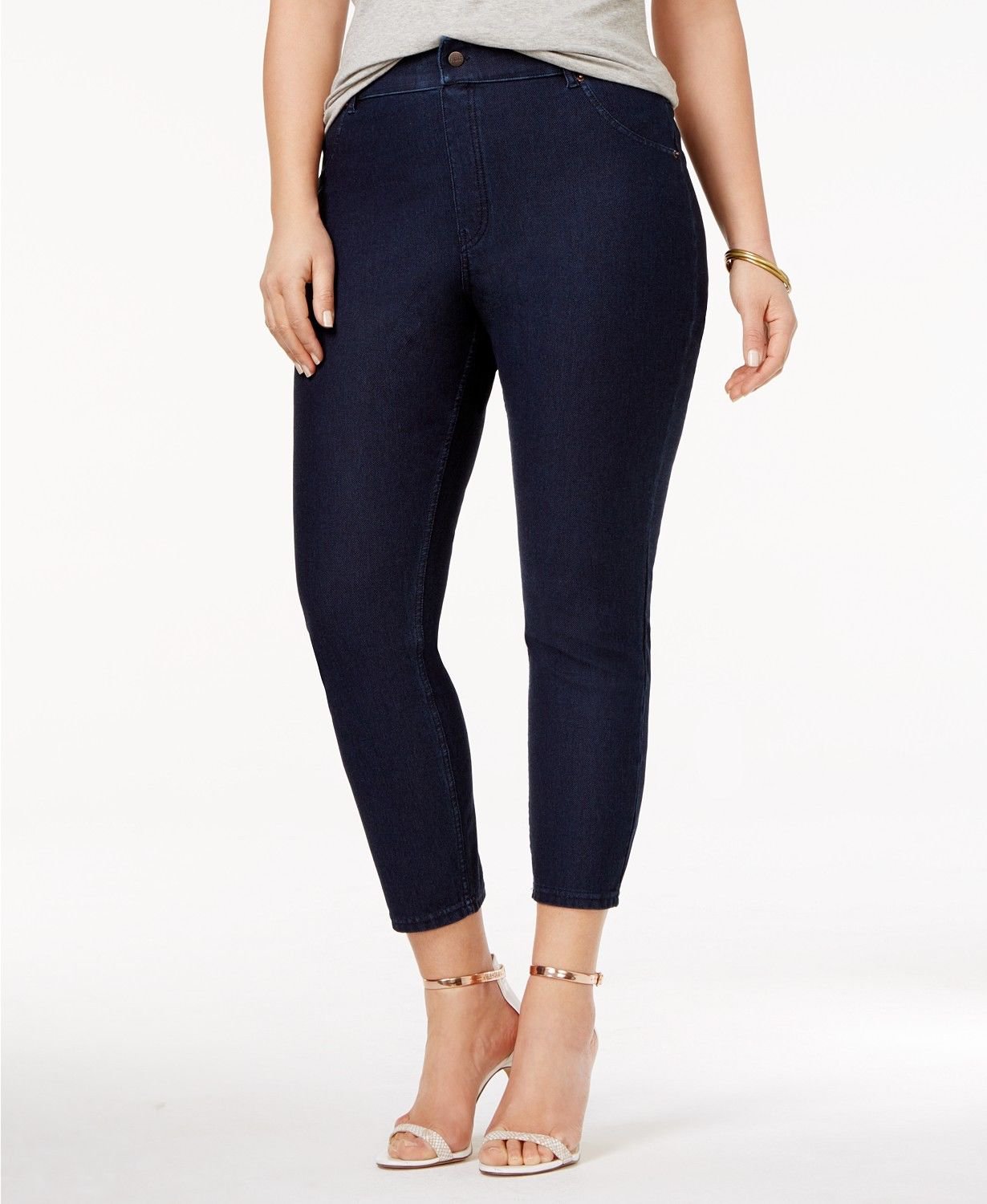 HUE Leggings Capri In Denim Vita Alta - Morbidi, Con Tasche E Passanti, Per Donna
