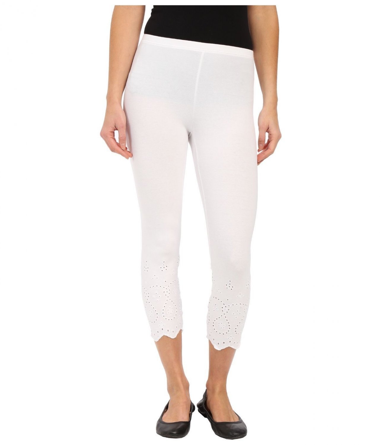 white eyelet pants