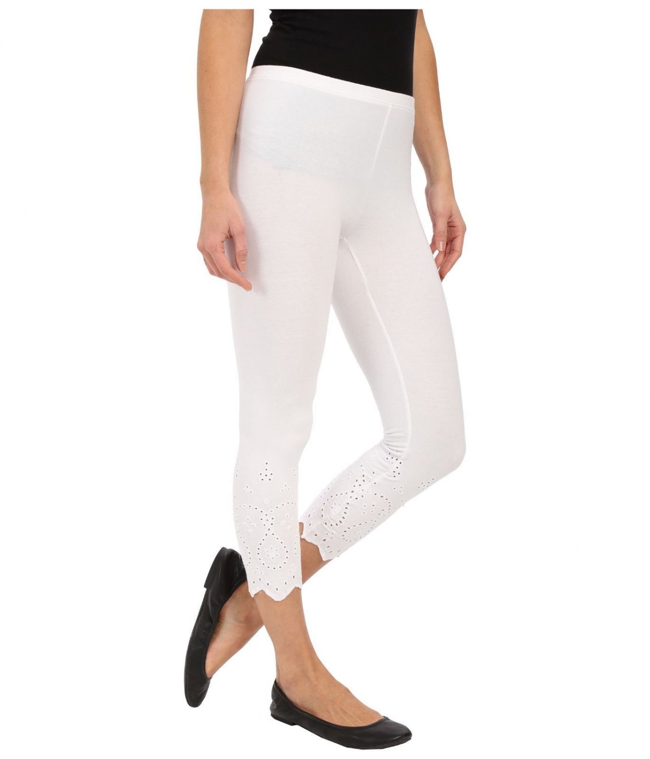 white eyelet pants