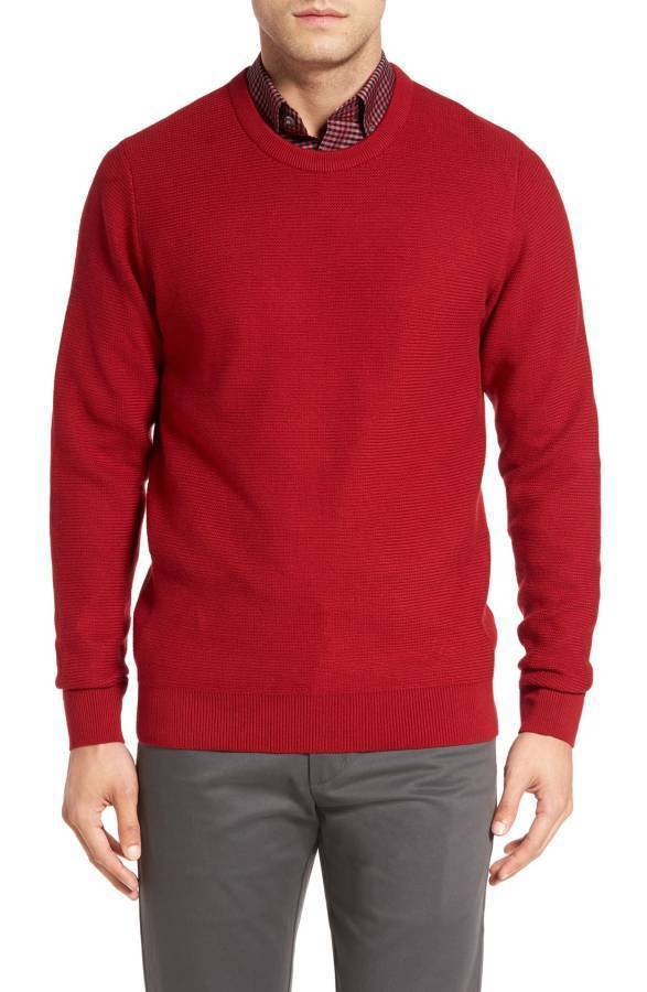 Cutter and Buck Men's Benson Crew Neck Sweater Stewart Red NWT size XLT