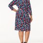 Anne Klein Plus Size Printed Faux Wrap Dress Blue Multi size 3X