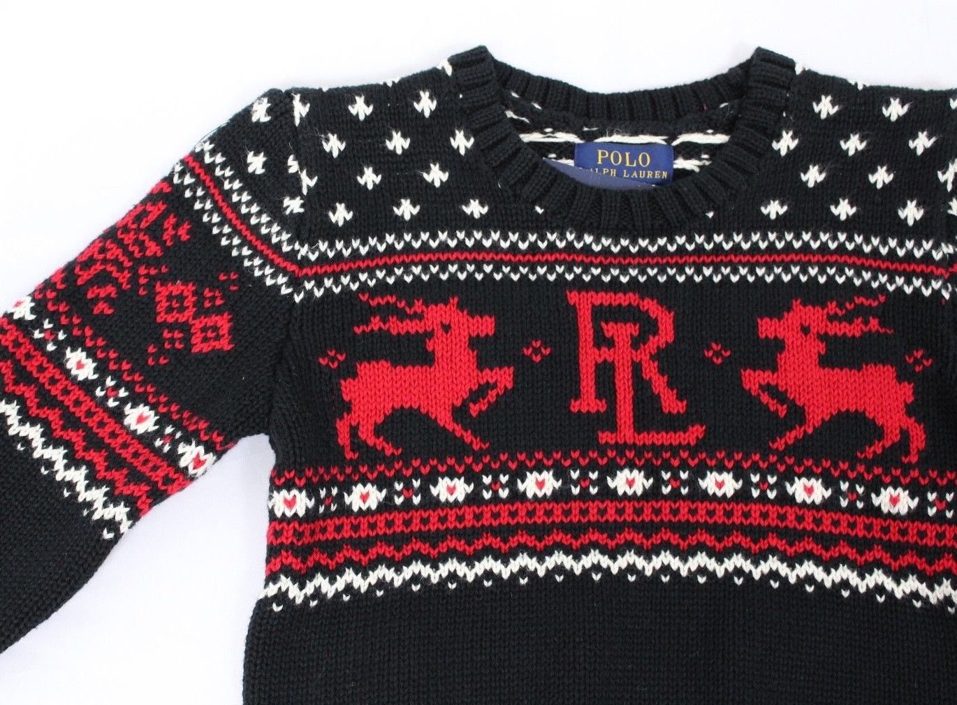 Ralph Lauren Little Boys HolidayPrint Sweater Polo Black size 4
