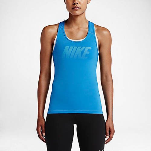 Nike Pro Cool Graphic Compression Tank Light Photoomega Blue Nwt 7127