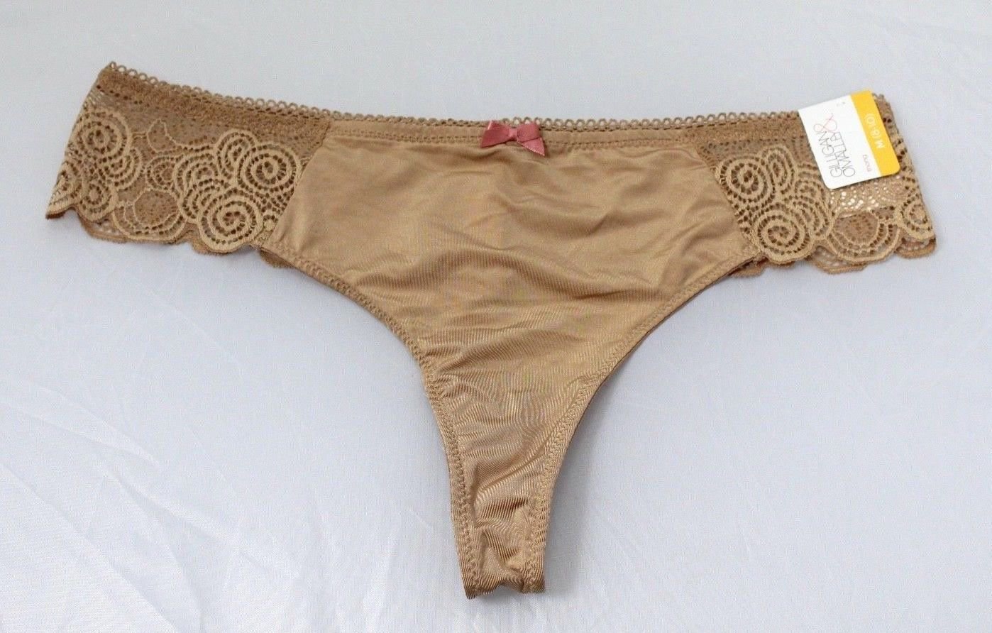 Gilligan & O'Malley Lace Hipster Thong Panty Buff Beige