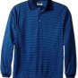 PGA Tour Men's Long Sleeve Performance Golf Polo Navy Blue Heather Stripe Small