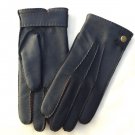 Men's Deerskin Leather Gloves Hand sewn Black deer skin Winter driving Size 7,5 inches M