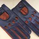 Leather Driving Gloves For Men Italian lamb-skin napa Blue and Brown sheep-skin Size 8,5 inches Leather Driving Gloves For Men Italian lamb-skin napa Blue and Brown sheep-skin Size 8,5 inches
