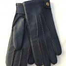 Men's Deerskin Winter Gloves Handsewn Black Brown deer-skin Driving Wool lining Size 9 inhces L