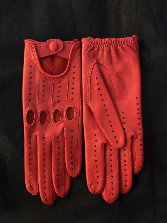 Ladies Driving Gloves Italian Lambskin unlined Red Sheepskin leather ...