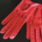 Driving Gloves For Ladies Italian Lambskin unlined Red Sheepskin leather Women's Size 6,5 inches S