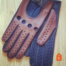 Driving Gloves For Men Italian lambskin Napa Blue and Brown Sheep-skin leather Size 8,5 inches M
