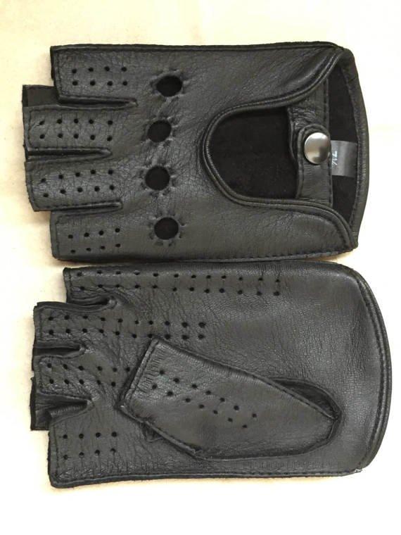 Fingerless black deerskin leather gloves for menfitnes glovessport