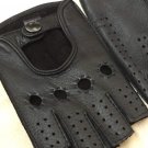Fingerless black deerskin leather gloves for men-fitnes gloves-sport driving gloves 8,5 inches M