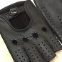 Fingerless black deerskin leather gloves for men-fitnes gloves-sport driving gloves 8,5 inches M