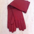 Red Long leather gloves, opera gloves, super soft 100% silk lining, 6,5 inches S, 38 cm