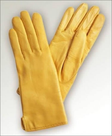 ladies yellow leather gloves