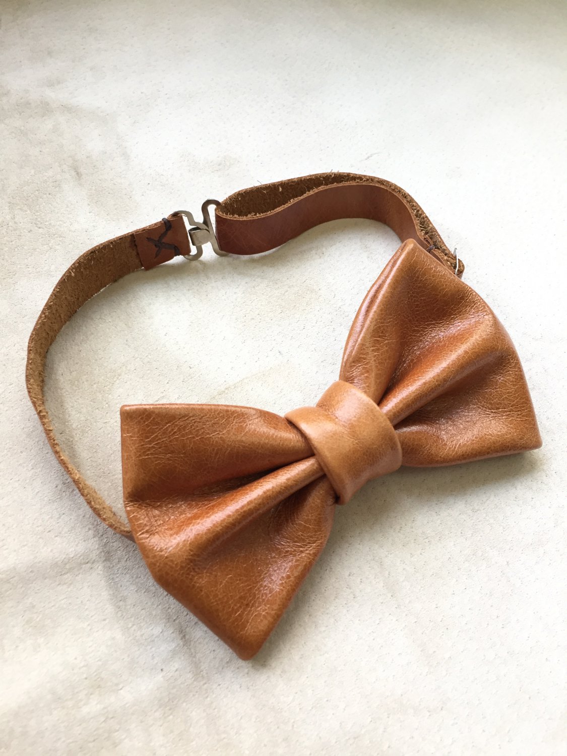 Leather bow tie for men suit accessories groomsmen cognac