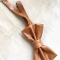 Leather bow tie for men suit accessories groomsmen cognac