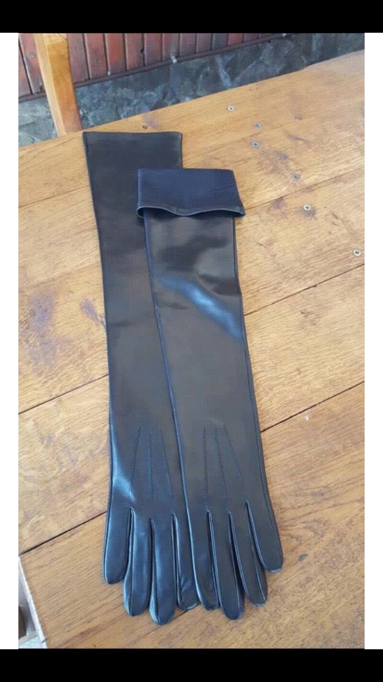Long leather gloves, opera gloves, super soft 100% silk lining, dress gloves, 8 inches L
